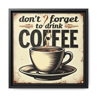 Brevity Brew Retro Coffee Wall Art – 14x14 Framed Matte Canvas Kitchen Decor