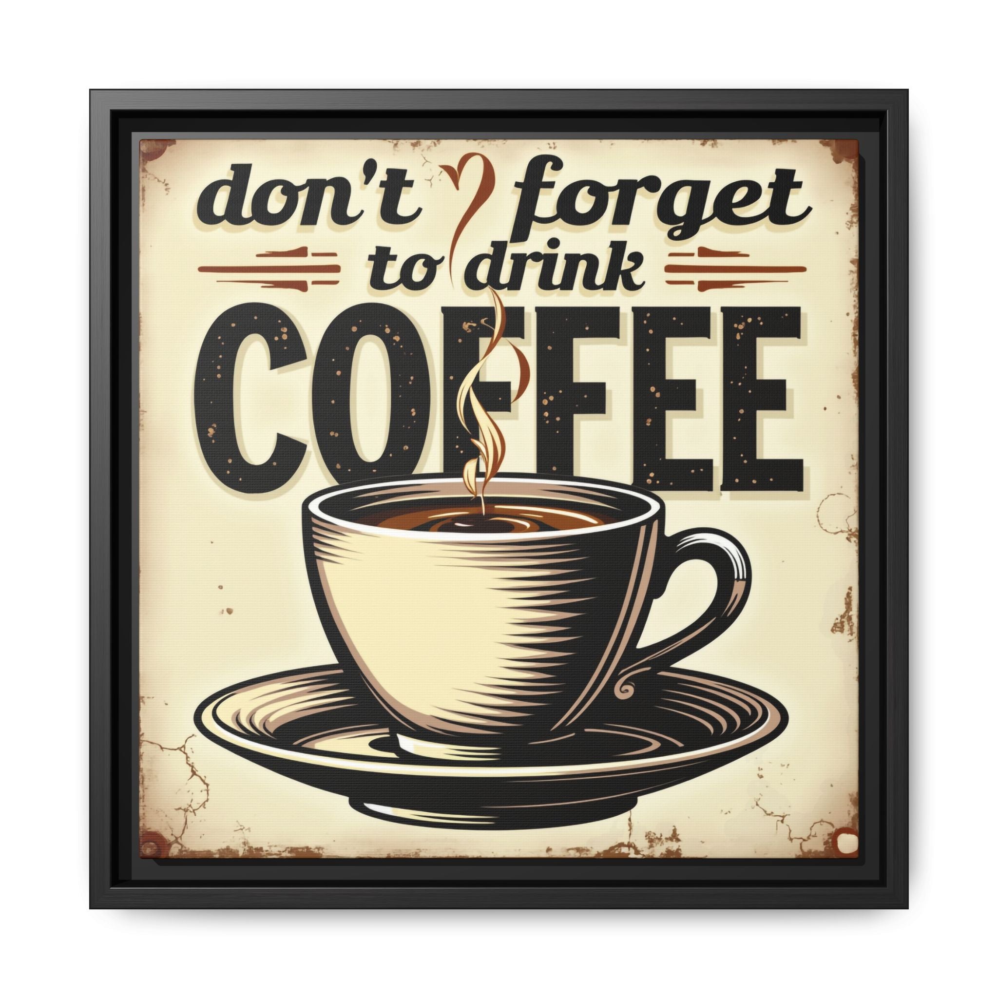 Brevity Brew Retro Coffee Wall Art – 14x14 Framed Matte Canvas Kitchen Decor