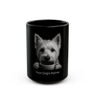 Personalized West Highland White Terrier black ceramic coffee mug with custom dog name