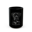 Personalized Bully Kutta black ceramic coffee mug with custom dog name