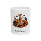 Personalized Lakeland Terrier dog Halloween mug, 11oz white ceramic, with custom pet name on front