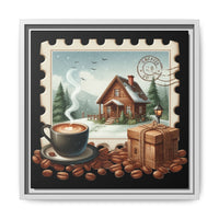 Cozy Cabin Coffee Framed Canvas Wall Art – Rustic Matte Pine Decor