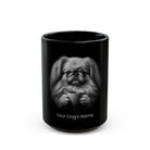 Personalized Pekingese Long Hair black ceramic coffee mug with custom dog name