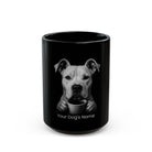 Personalized Dogo Argentino black ceramic coffee mug with custom dog name