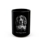 Personalized Welsh Springer Spaniel black ceramic coffee mug with custom dog name