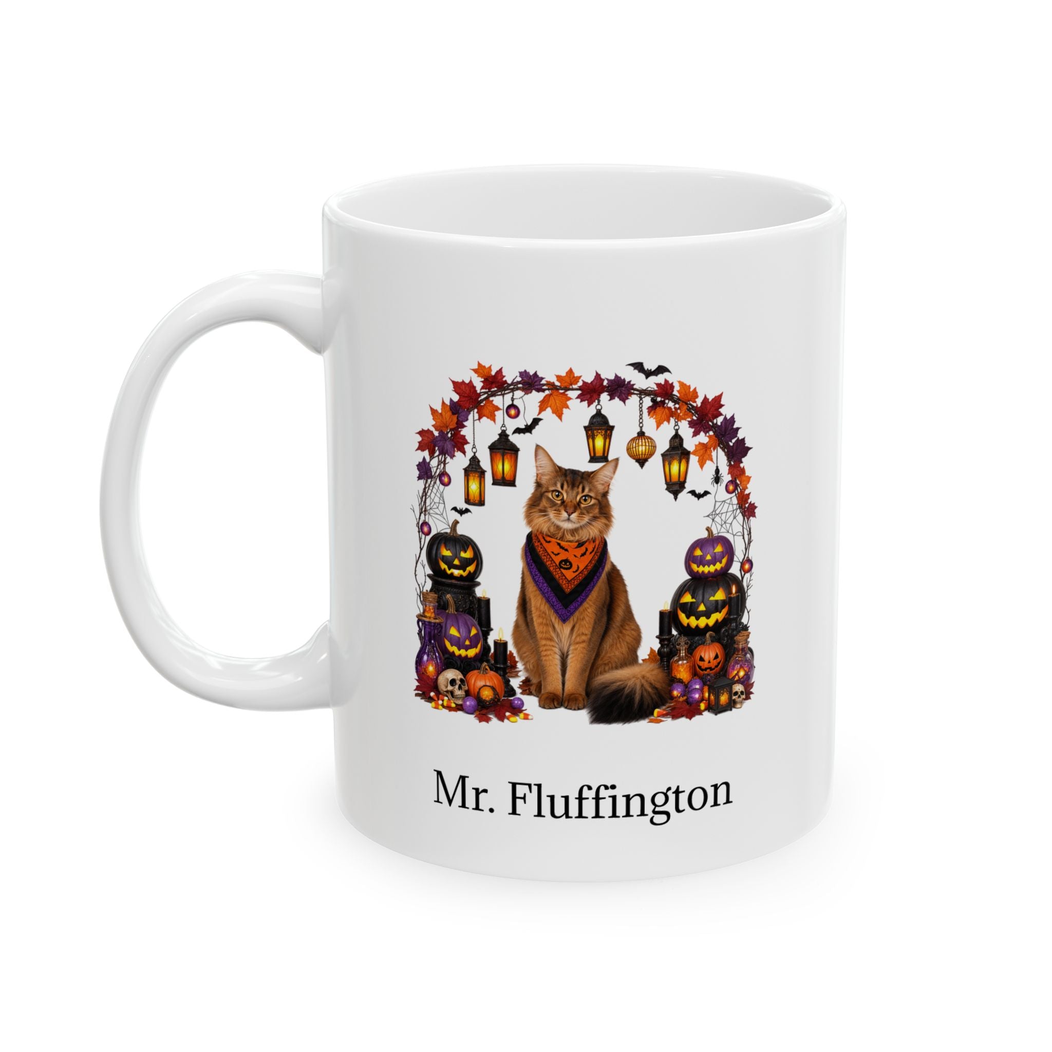 Personalized Somali Cat Halloween Mug – Custom Pet Name Gift