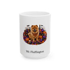 Personalized Chow Chow dog Halloween mug, 11oz white ceramic, with custom pet name on front