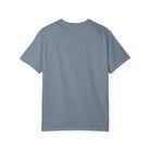Back view of a plain, solid grey unisex cotton t-shirt.