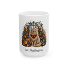 Personalized LaPerm cat Halloween mug, 15oz white ceramic, with custom pet name on front