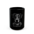 Personalized Catahoula black ceramic coffee mug with custom dog name