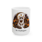 Angled Ragdoll cat Halloween mug with personalized pet name and fall design — image 3