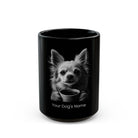 Personalized Russian Toy black ceramic coffee mug with custom dog name