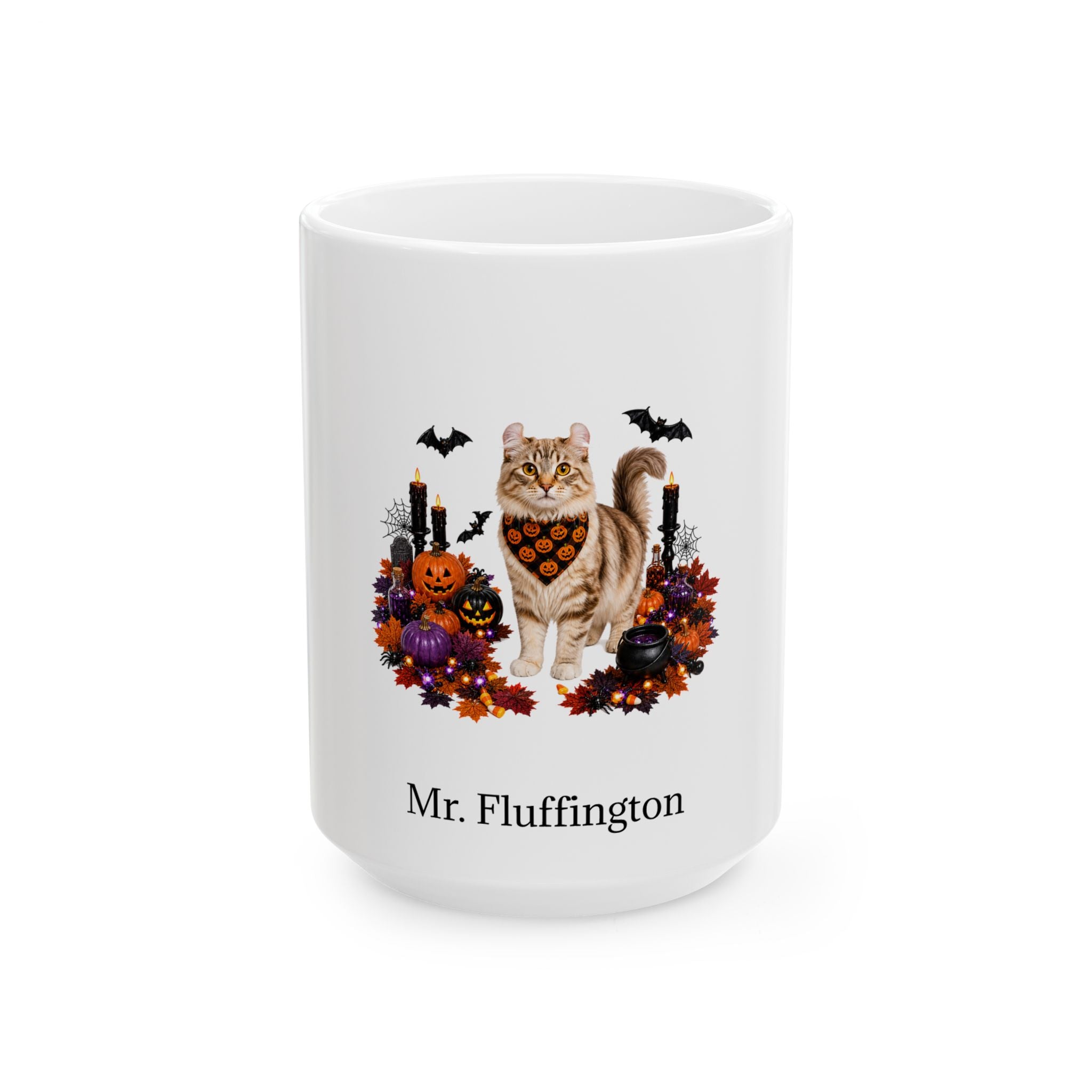Personalized American Curl Cat Mug – Custom Pet Name Halloween Gift