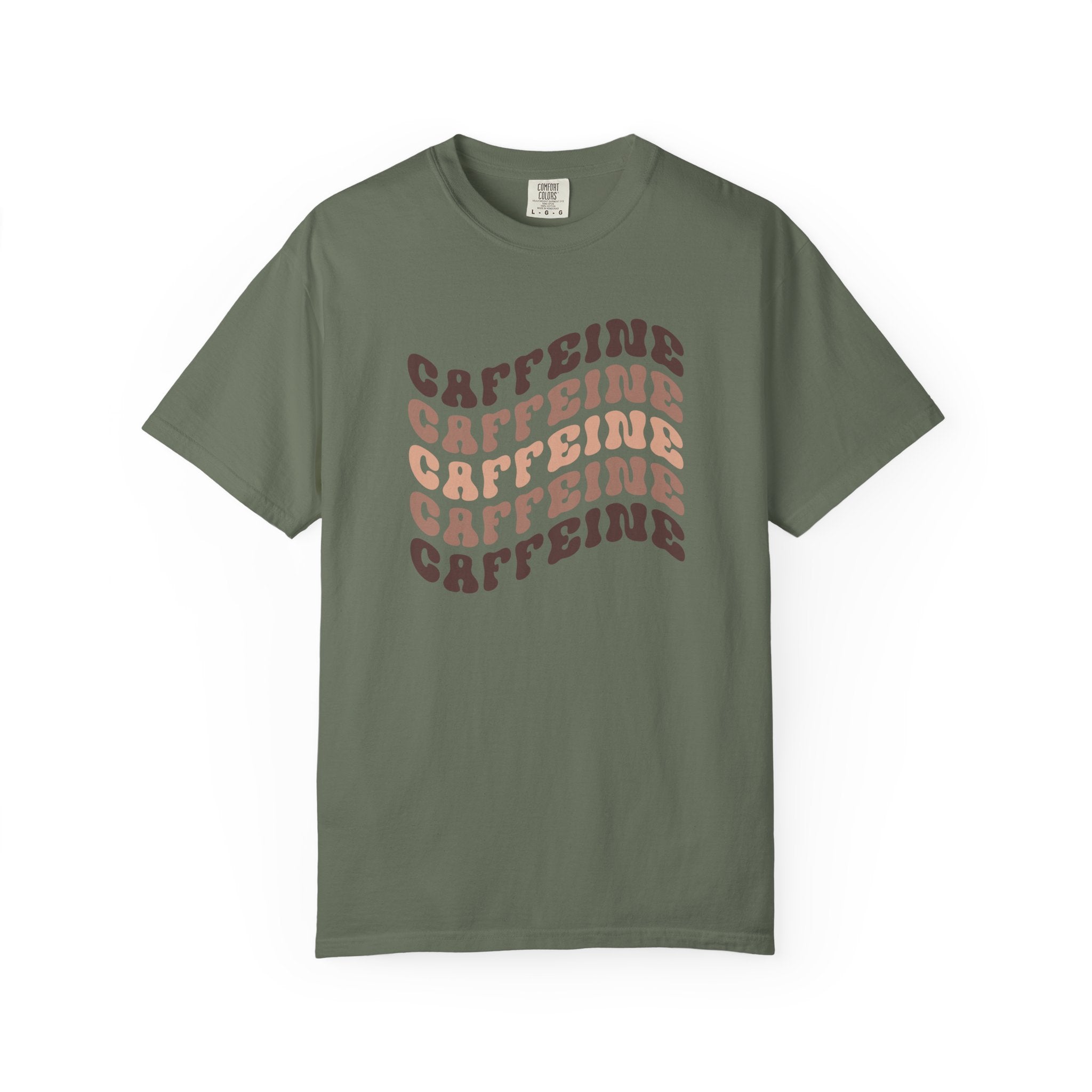 Caffeine Wave T-Shirt | Retro Caffeine Wave T-Shirt | Comfort Colors 1717 | Wavy Text Coffee Lover Gift