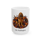Angled Bloodhound dog Halloween mug with personalized pet name and fall design — image 3