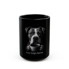 Personalized Pitbull black ceramic coffee mug with custom dog name