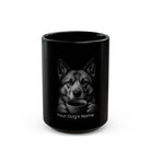 Personalized Norwegian Buhund black ceramic coffee mug with custom dog name
