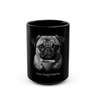Personalized Pug black ceramic coffee mug with custom dog name