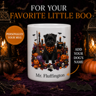 Personalized Affenpinscher Halloween Mug with custom dog name in a premium Halloween lantern and pumpkin display