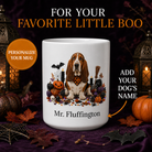 Personalized Basset Hound Halloween Mug – Custom Dog Name Gift promotional hero showing personalized dog mug