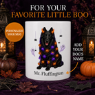 White Belgian Sheep dog Halloween mug with custom pet name and spooky fall artwork — image 1