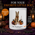 Personalized Berger Picard Halloween mug with custom dog name, pumpkins, and spooky fall design