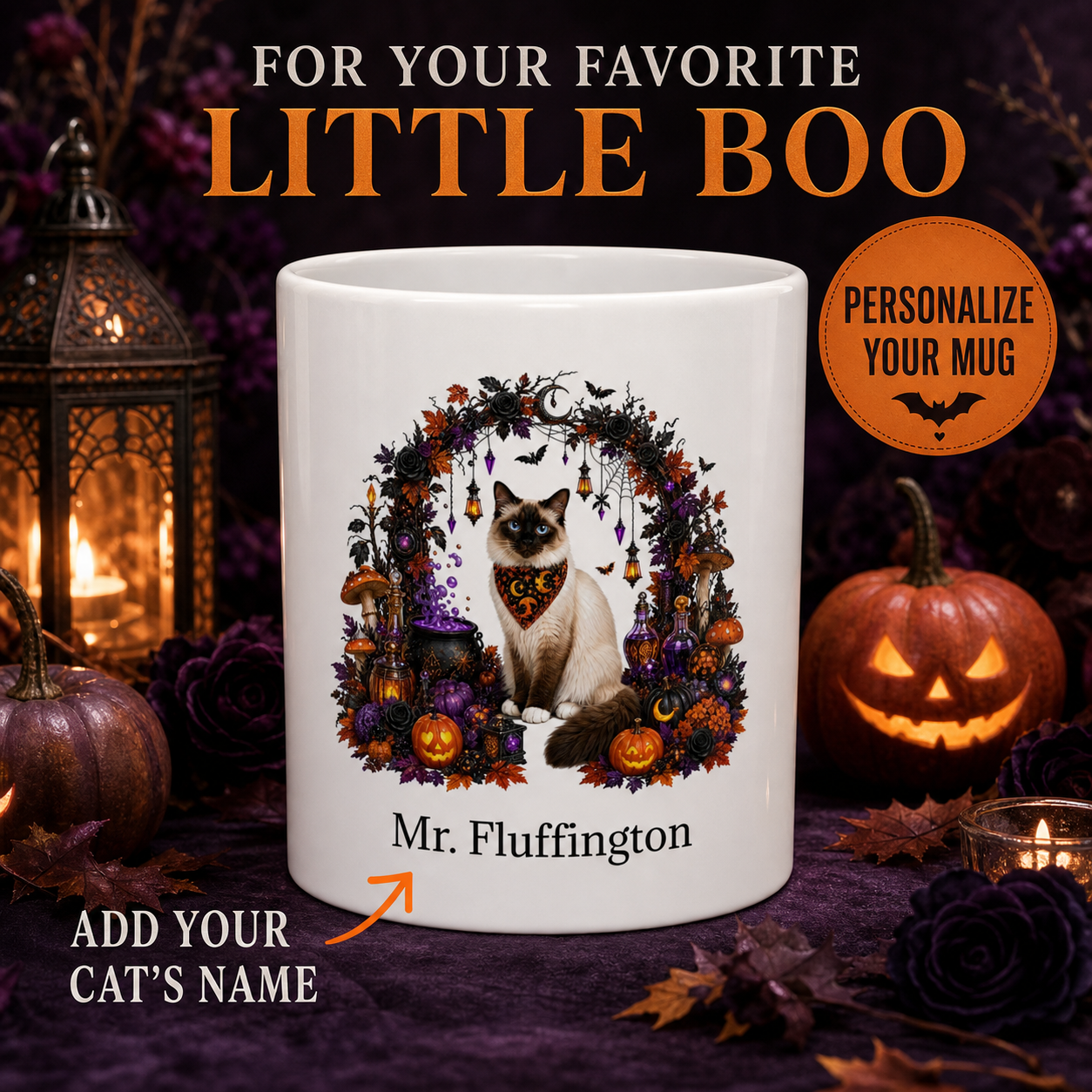 Personalized Birman Cat Halloween Mug – Custom Name