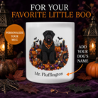 Personalized Black Russian Terrier Halloween mug with custom dog name and spooky fall design