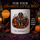White Bluetick Coonhound dog Halloween mug with custom pet name and spooky fall artwork — image 1