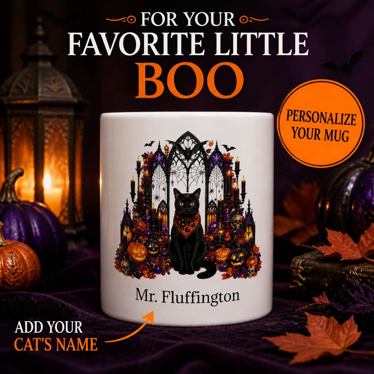 Personalized Bombay Cat Halloween Mug – Custom Name
