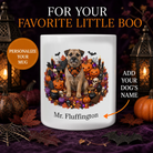 Personalized Border Terrier Halloween mug with custom dog name and spooky fall design