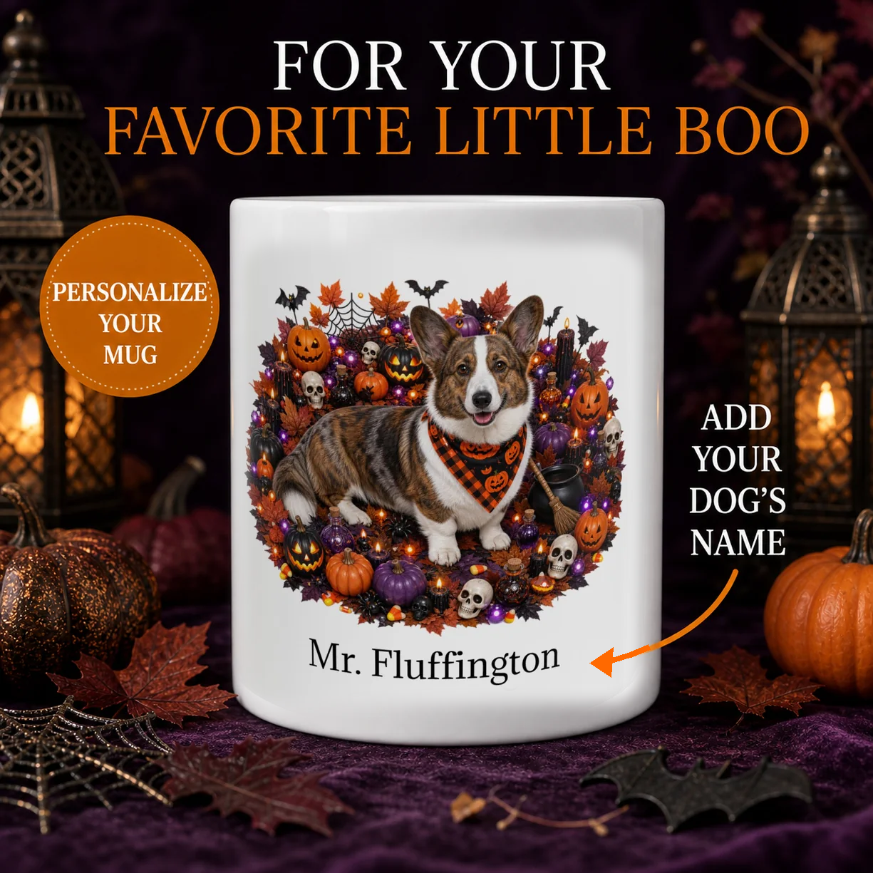 Personalized Cardigan Welsh Corgi Halloween dog mug hero image