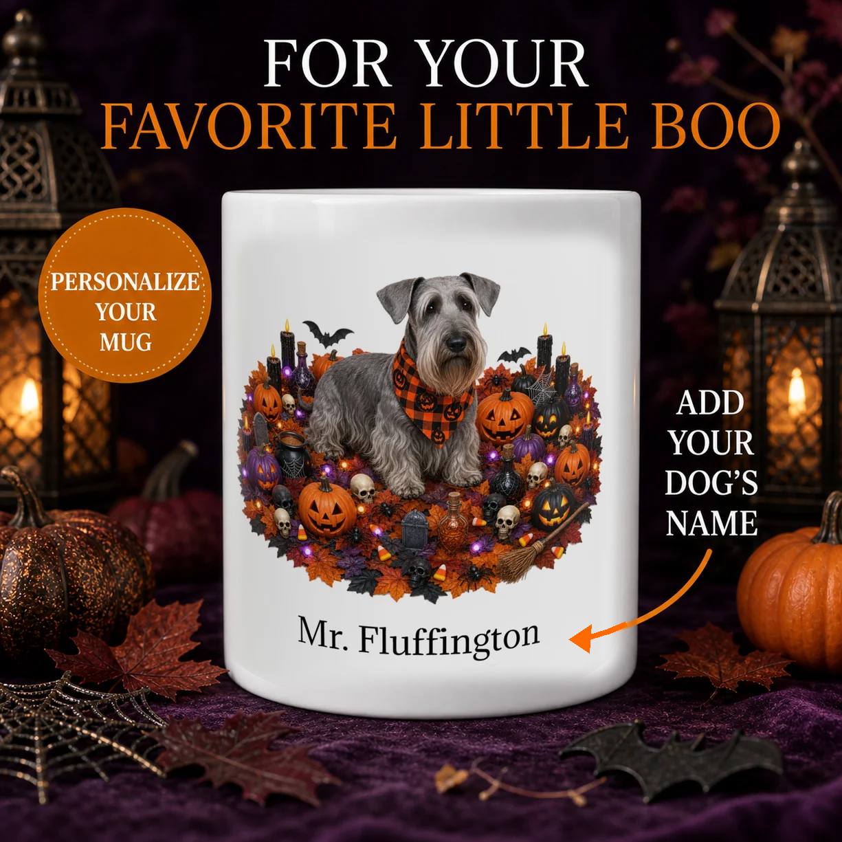 Personalized Cesky Terrier Halloween dog mug hero image