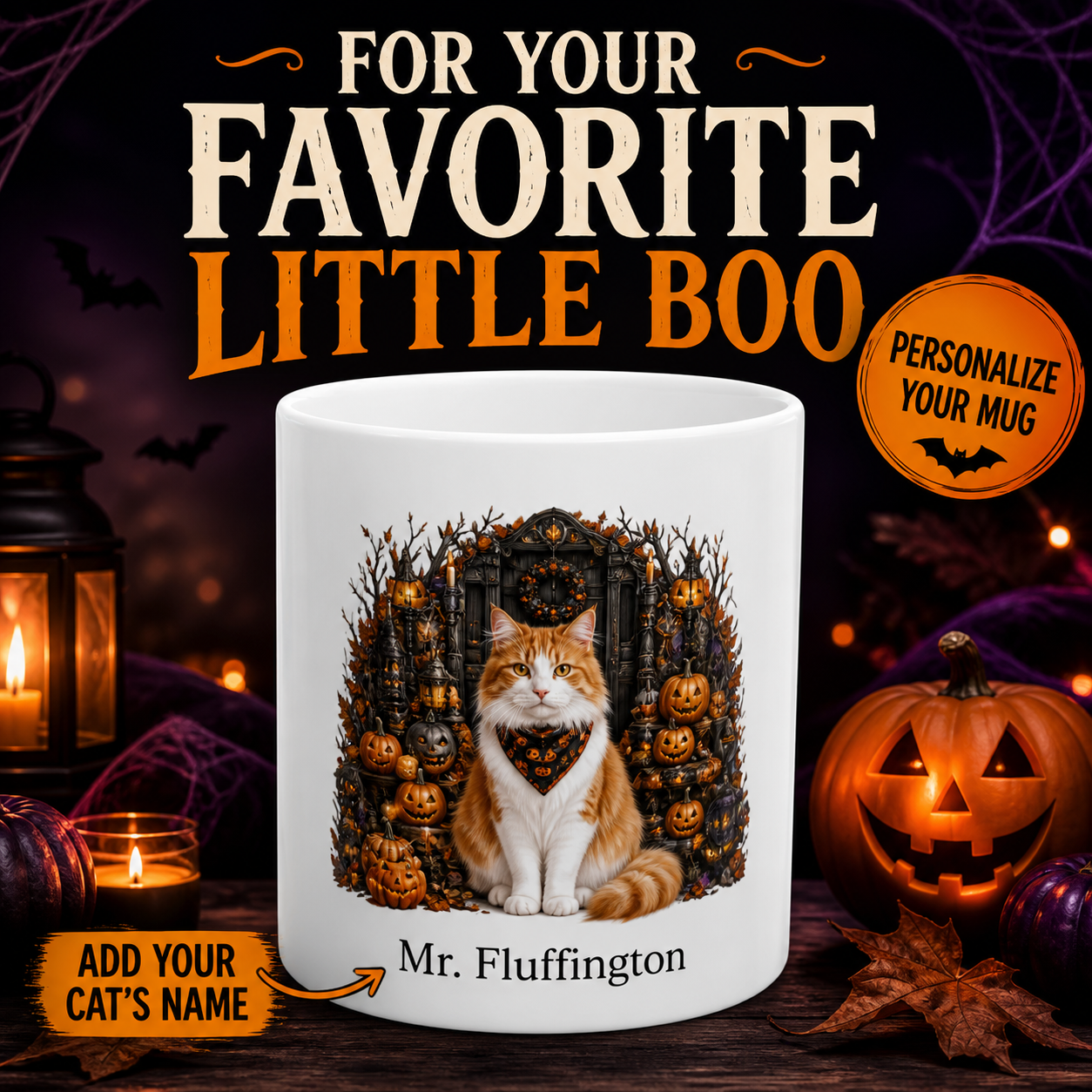 Personalized Domestic Longhair Cat Halloween Mug – Custom Name