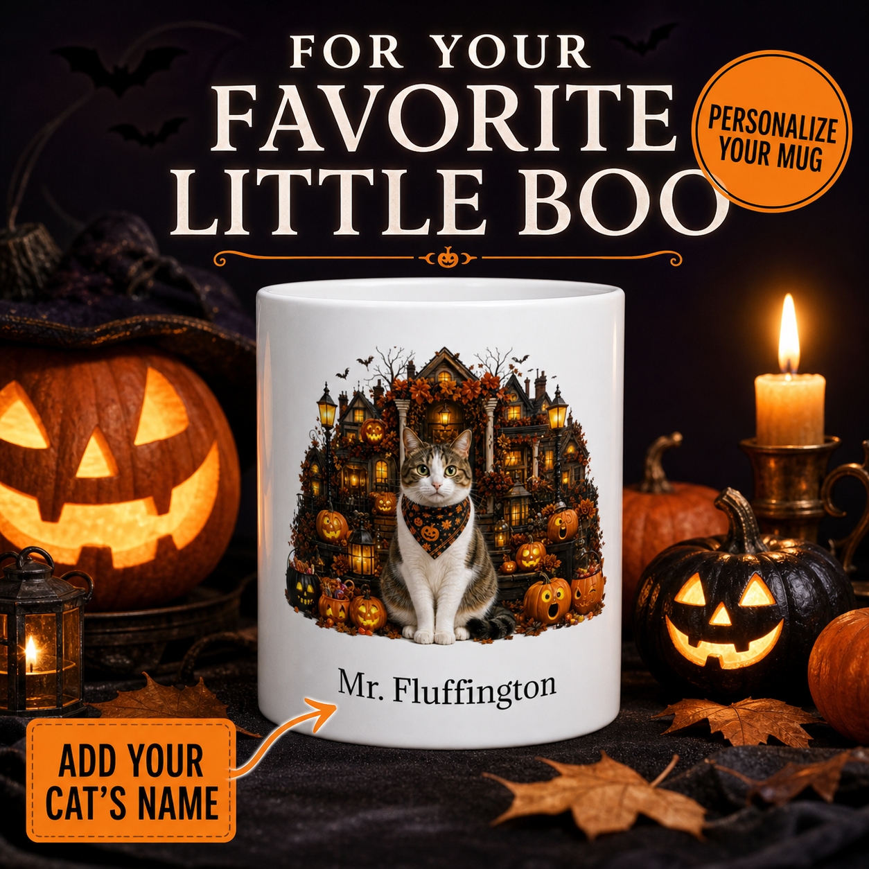 Personalized Domestic Shorthair Cat Halloween Mug – Custom Name