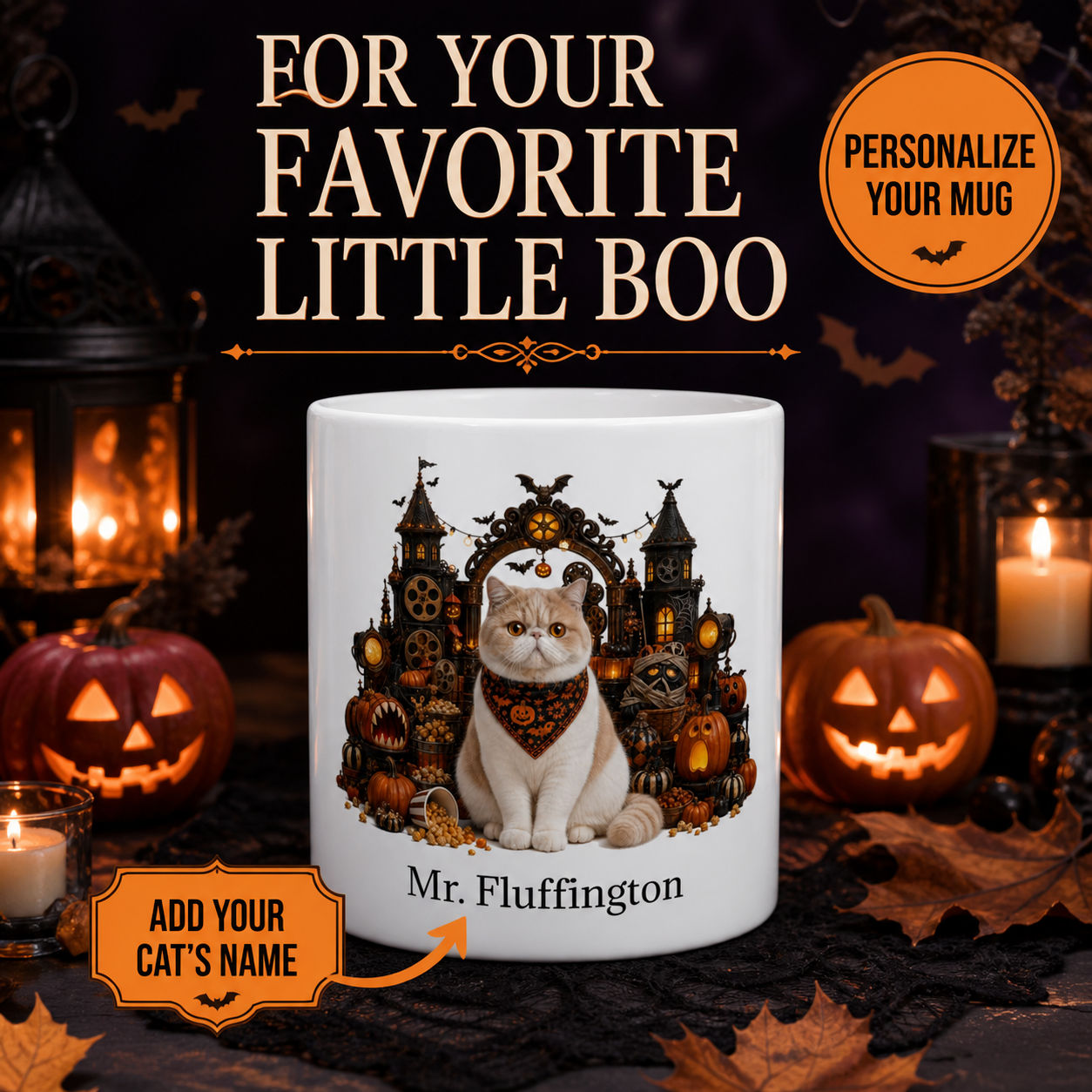 Personalized Exotic Shorthair Cat Halloween Mug – Custom Name