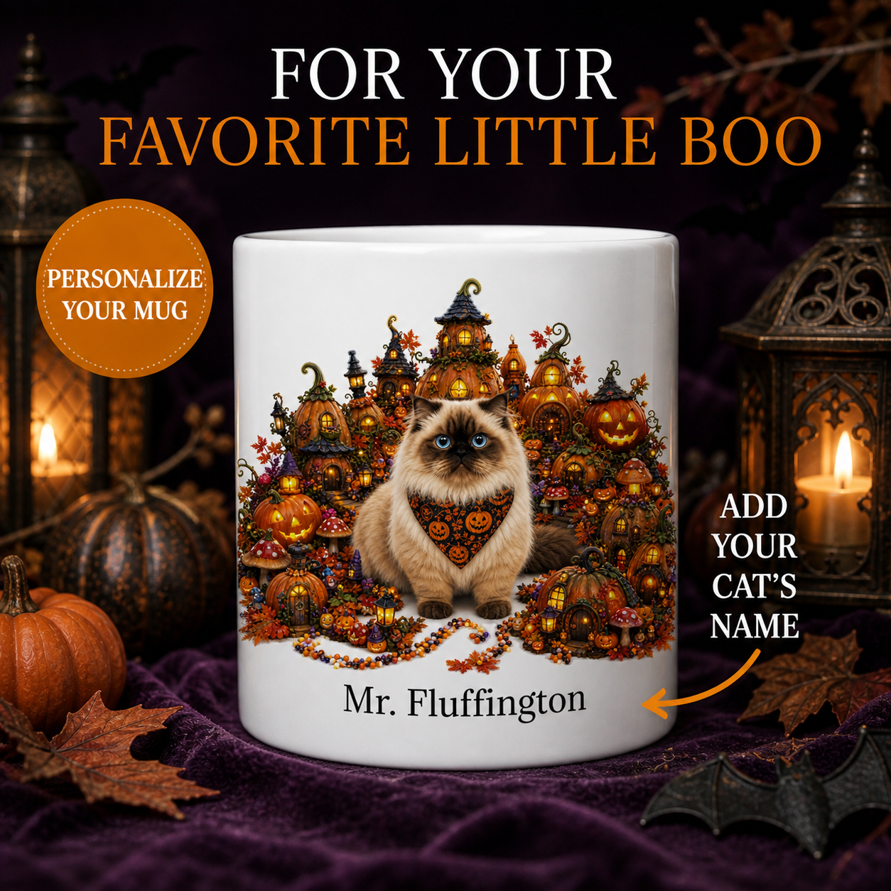 Personalized Munchkin Cat Halloween Mug – Custom Name