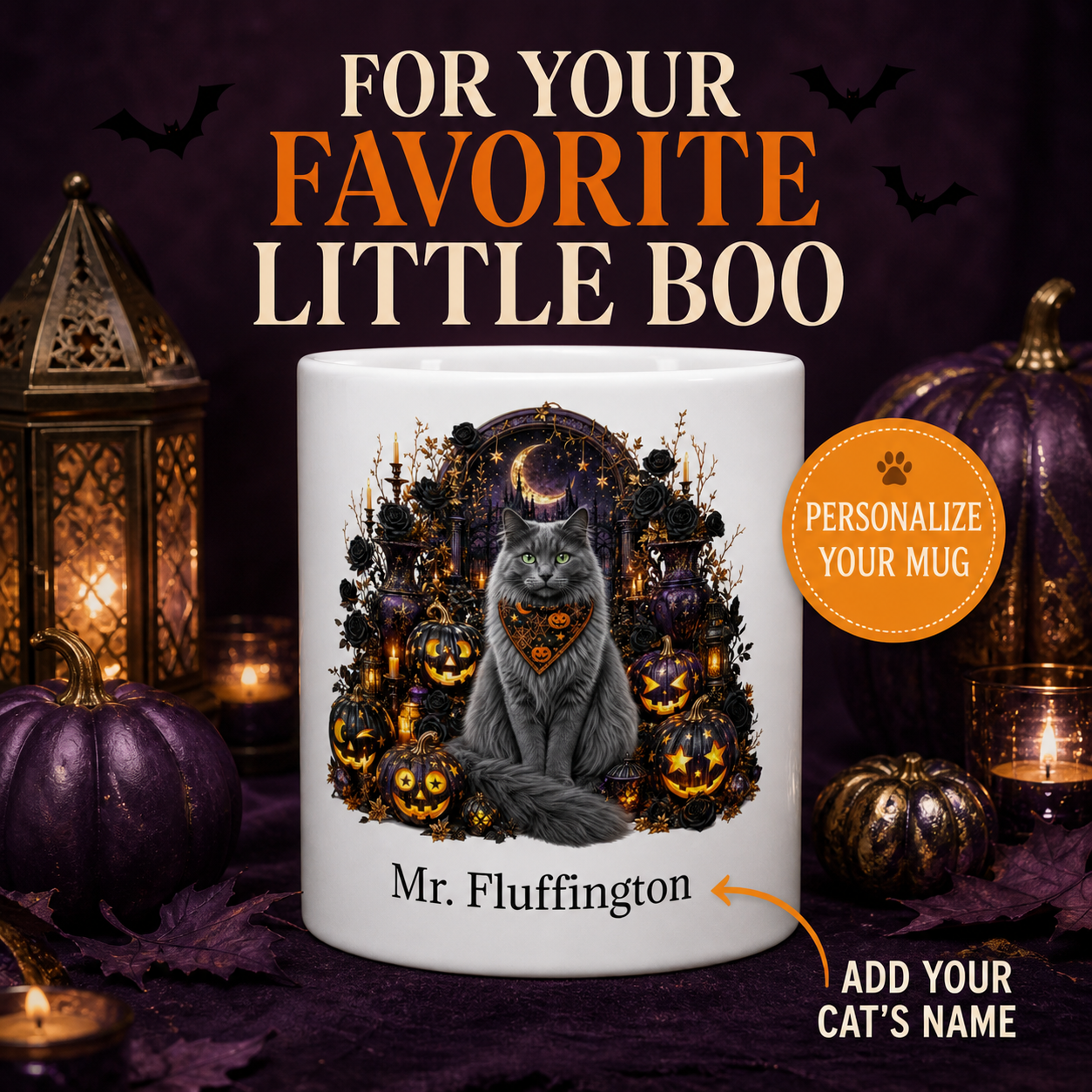 Personalized Nebelung Cat Halloween Mug – Custom Name