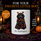 Personalized Black Poodle Halloween Mug – Custom Dog Name Gift – front view with no handle