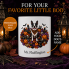 Personalized Boston Terrier Halloween Mug – Custom Dog Name Gift – front view with no handle