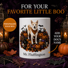 Personalized Canaan Halloween Mug – Custom Dog Name Gift – front view with no handle