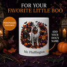 Personalized Dalmatian Halloween Mug – Custom Dog Name Gift – front view with no handle
