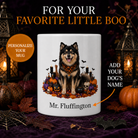 Personalized Finnish Lapphund Halloween Mug – Custom Dog Name Gift – front view with no handle