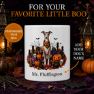 Personalized Italian Greyhound Halloween Mug – Custom Dog Name Gift – front view with no handle