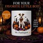 Personalized Parson Russell Terrier Halloween Mug – Custom Name Gift – front view with no handle