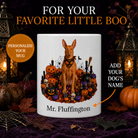 Personalized Pharaoh Hound Halloween Mug – Custom Dog Name Gift – front view with no handle