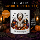 Personalized Polish Lowland Sheepdog Halloween Mug – Custom Name Gift – front view with no handle