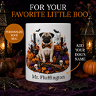 Personalized Pug Halloween Mug – Custom Dog Name Gift – front view with no handle