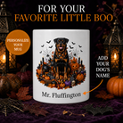 Personalized Rottweiler Halloween Mug – Custom Dog Name Gift – front view with no handle