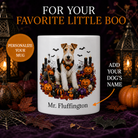 Personalized Wire Fox Terrier Halloween Mug – Custom Dog Name Gift – front view with no handle
